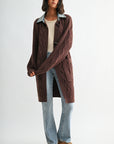 Brown Denim Collar Cardigan