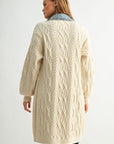 Parchment Plus-Size Denim Collar Cardigan