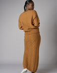 Ochre Three Quarter Sleeve Crew Neck Sweater
