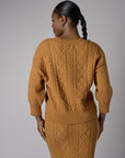 Ochre Three Quarter Sleeve Crew Neck Sweater