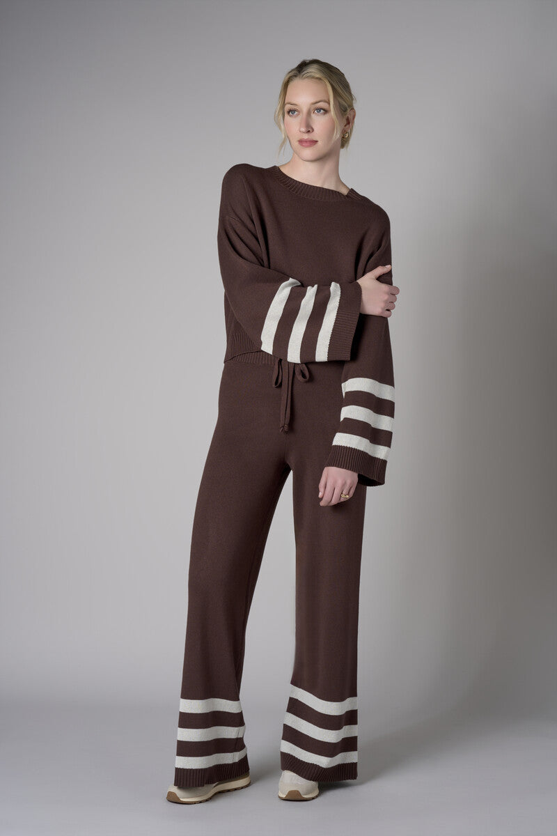 Inject your wardrobe with the vivid 'Earth' Striped Sleeve Sweater.