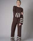 Inject your wardrobe with the vivid 'Earth' Striped Sleeve Sweater.