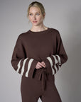 Inject your wardrobe with the vivid 'Earth' Striped Sleeve Sweater.