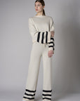 The 'Sand' Striped Sleeve Sweater: designed for bold appeal.
