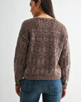 Chocolate Crew Neck Distressed Sweater