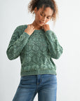 Olive Crew Neck Distressed Sweater