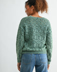 Olive Crew Neck Distressed Sweater