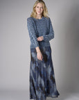 Showcase your personality with the Crew Neck Distressed Sweater in striking 'Indigo'.