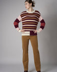 Merlot Multi Long Sleeve Striped Sweater