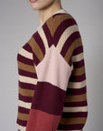 Merlot Multi Long Sleeve Striped Sweater