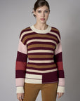 Merlot Multi Long Sleeve Striped Sweater