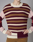 Merlot Multi Long Sleeve Striped Sweater