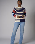 Navy Multi Long Sleeve Striped Sweater