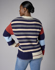 Navy Multi Long Sleeve Striped Sweater