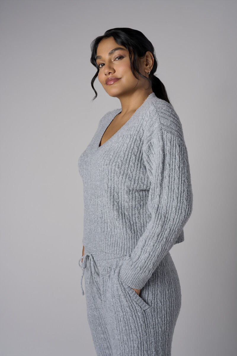 Add sophistication with the refreshing 'Gray' Cable Knit Sweater.