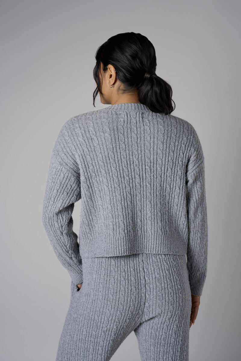 Add sophistication with the refreshing 'Gray' Cable Knit Sweater.