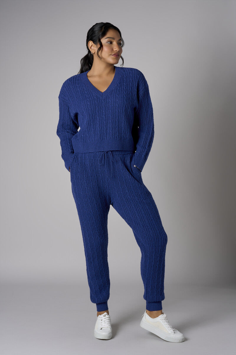 The perfect blend of style and color: 'Twilight' Cable Knit Sweater.