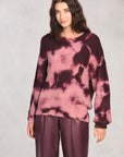 Plum Long Sleeve Tie-Dye Sweater