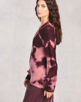 Plum Long Sleeve Tie-Dye Sweater
