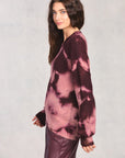 Plum Long Sleeve Tie-Dye Sweater