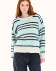 Mint Long Sleeve Crew Neck Striped Sweater