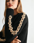 Black Long Sleeve Embroidered Sweater