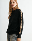 Black Long Sleeve Embroidered Sweater