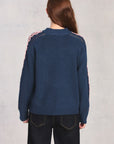 Cadet Blue Long Sleeve Embroidered Sweater