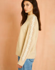 Oatmeal Long Sleeve Embroidered Sweater