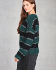 Spruce Black Long Sleeve Boat Neck Sweater