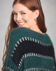 Spruce Black Long Sleeve Boat Neck Sweater