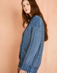 Cadet Blue Long Sleeve Cardigan Sweater