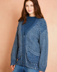 Cadet Blue Long Sleeve Cardigan Sweater