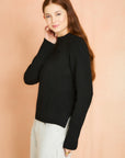 Black Long Sleeve Mock Neck Sweater