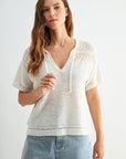 Gardenia Tie Neck Pointelle Top