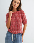 Brick Short Sleeve Distressed Sweater