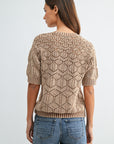 Burlap Short Sleeve Distressed Sweater