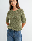 Pine Short Sleeve Distressed Sweater