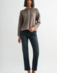 Mushroom Long Sleeve Blanket Stitch Sweater