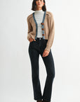 Tan Long Sleeve Cropped Cardigan