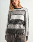 Taupe Stripe Long Sleeve Mixed Stripe Sweater