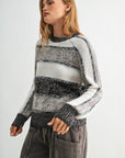 Taupe Stripe Long Sleeve Mixed Stripe Sweater