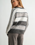 Taupe Stripe Long Sleeve Mixed Stripe Sweater