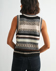 Natural Multi Sleeveless Striped Sweater Vest