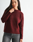 Burgundy Long Sleeve Mock Neck Sweater