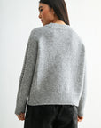 Silver Petite Long Sleeve Mock Neck Sweater