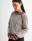 Burgundy Petite Long Sleeve Raglan Sleeve Sweater