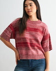 Cherry Petite Broome Striped Crop Sweater