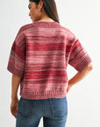 Cherry Petite Broome Striped Crop Sweater