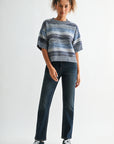 Navy Petite Broome Striped Crop Sweater